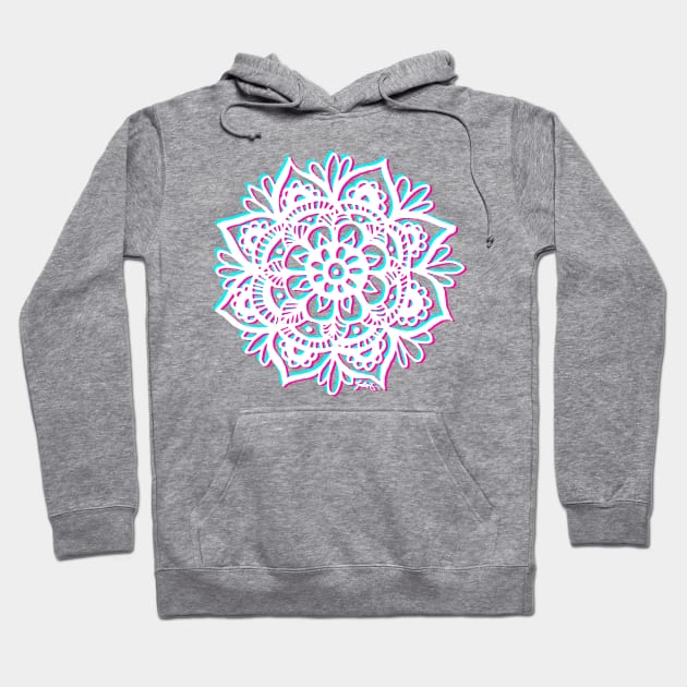 Aesthetic Mandala Pink and Blue Hoodie by julieerindesigns